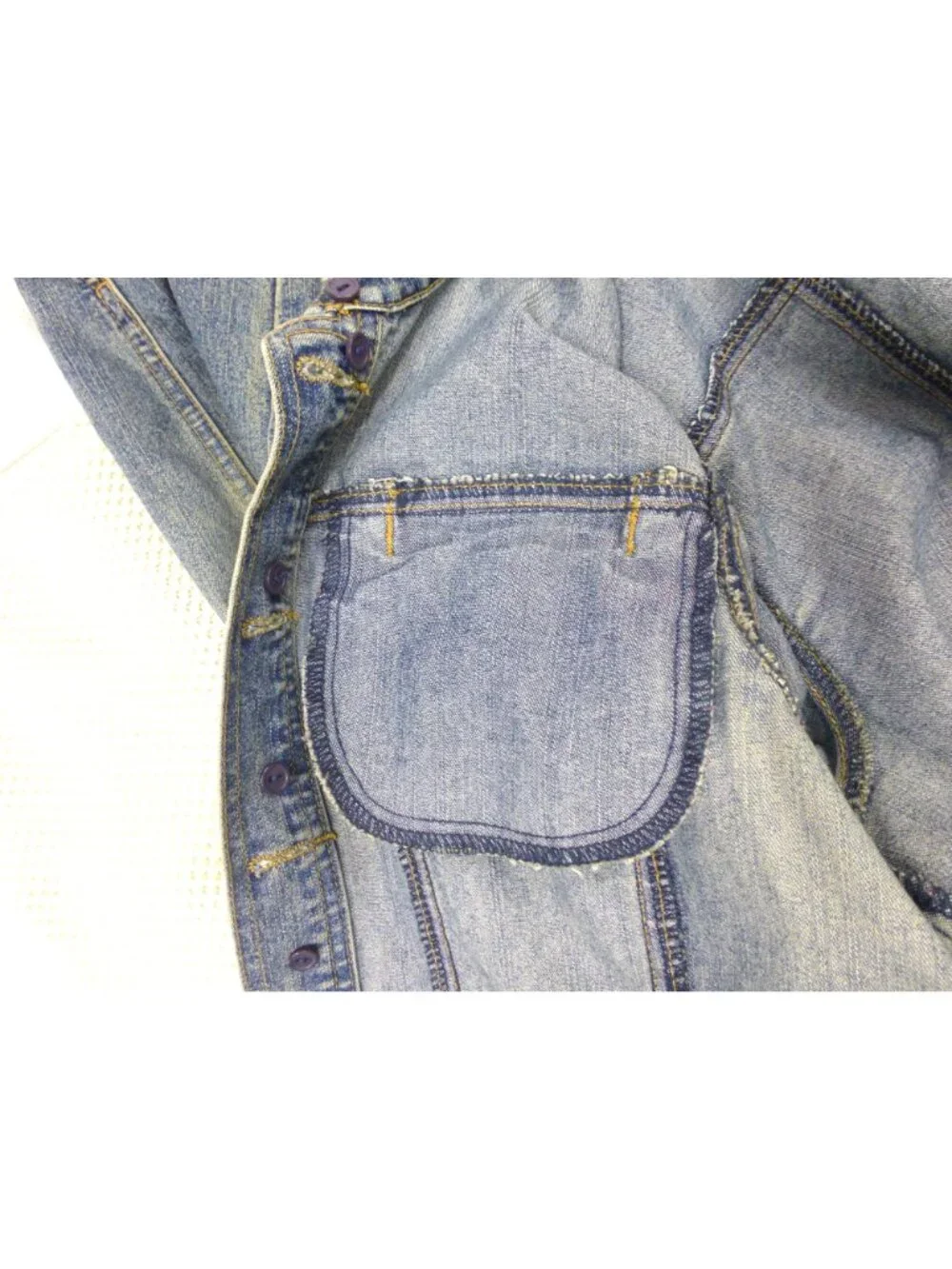INC Womens Blue Denim Jacket With Rhinestone Buttons Double Pockets - Picture 10 of 13